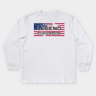 THE LEGEND HAS RETIRED, t-shirt sweater hoodie samsung iphone case coffee mug tablet case tee birthday gifts Kids Long Sleeve T-Shirt